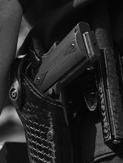Police officer's back and holster