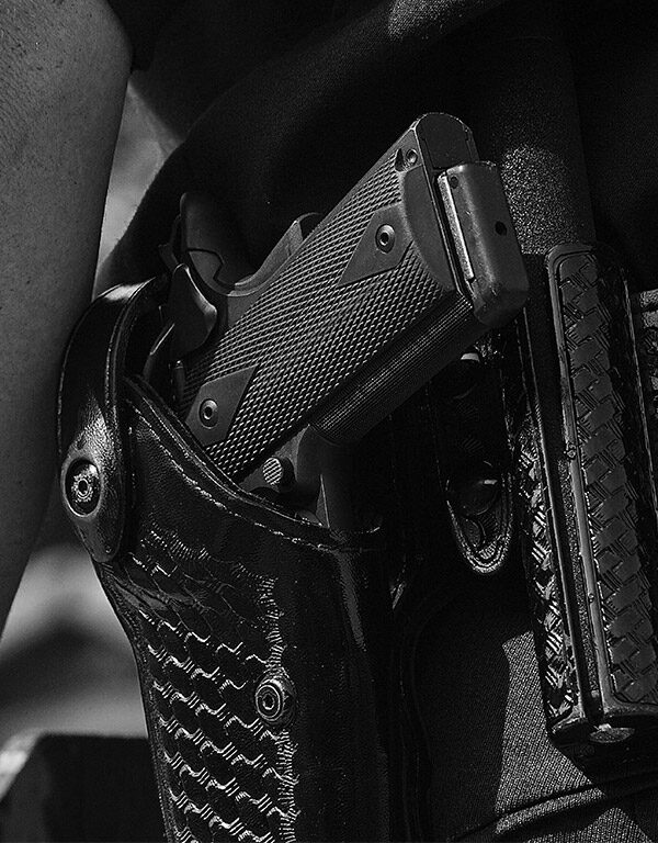 Police officer's back and holster