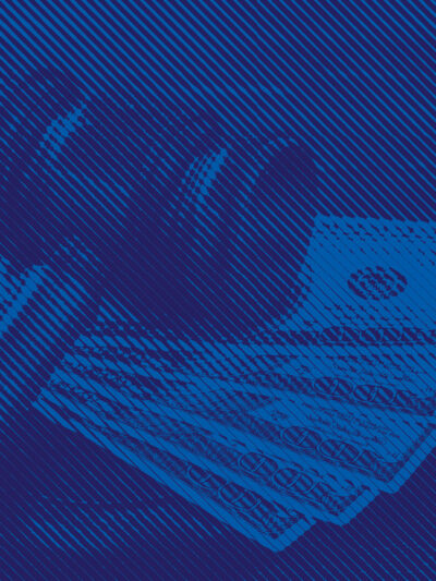 Gavel with money