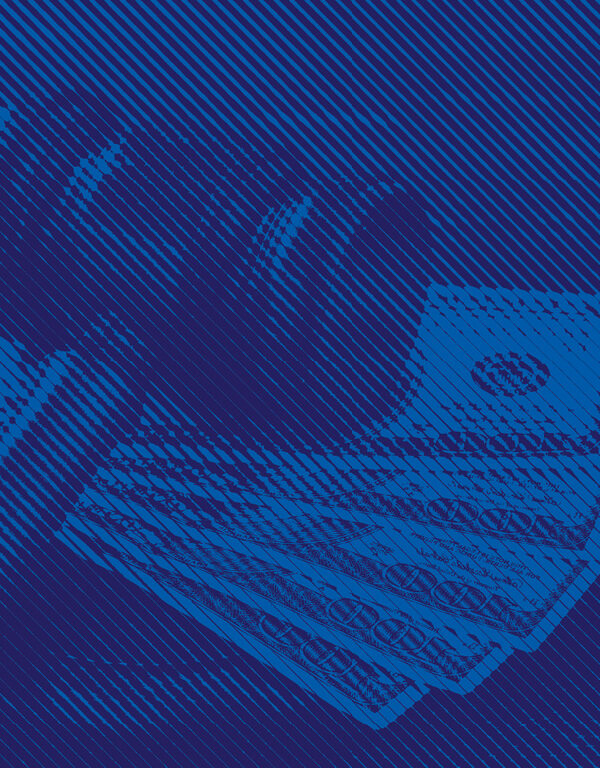 Gavel with money