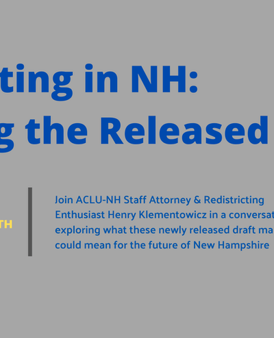 ACLU-NH advertisement for redistricting event