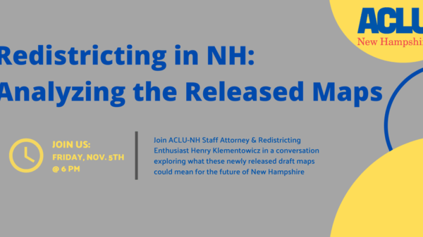 ACLU-NH advertisement for redistricting event