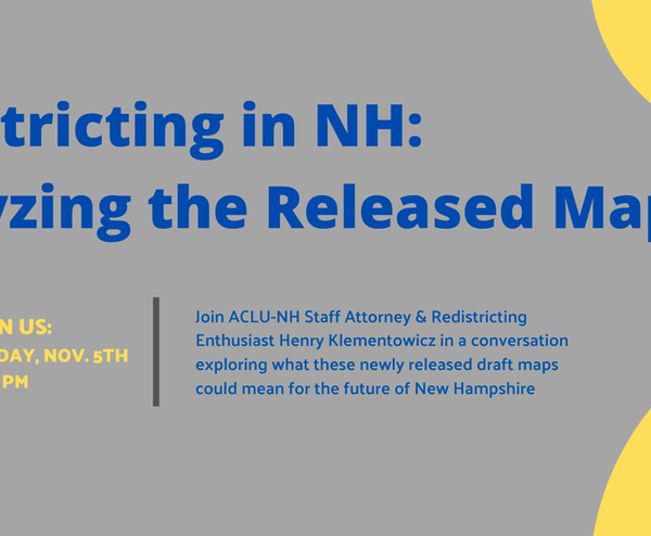 ACLU-NH advertisement for redistricting event