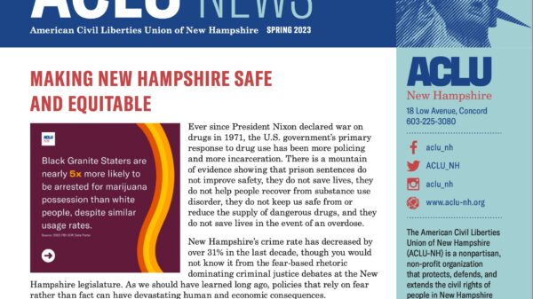 ACLU News Front Page of Spring 2023 newsletter
