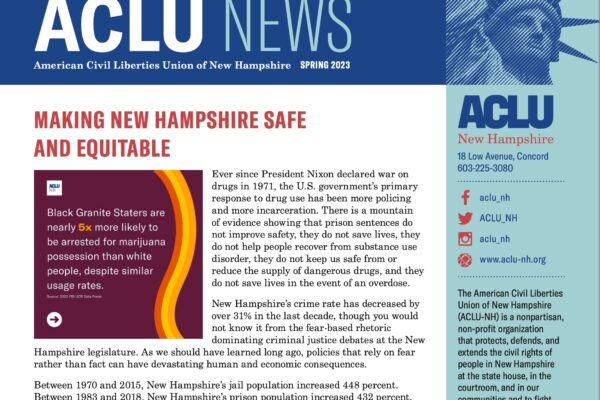 ACLU News Front Page of Spring 2023 newsletter
