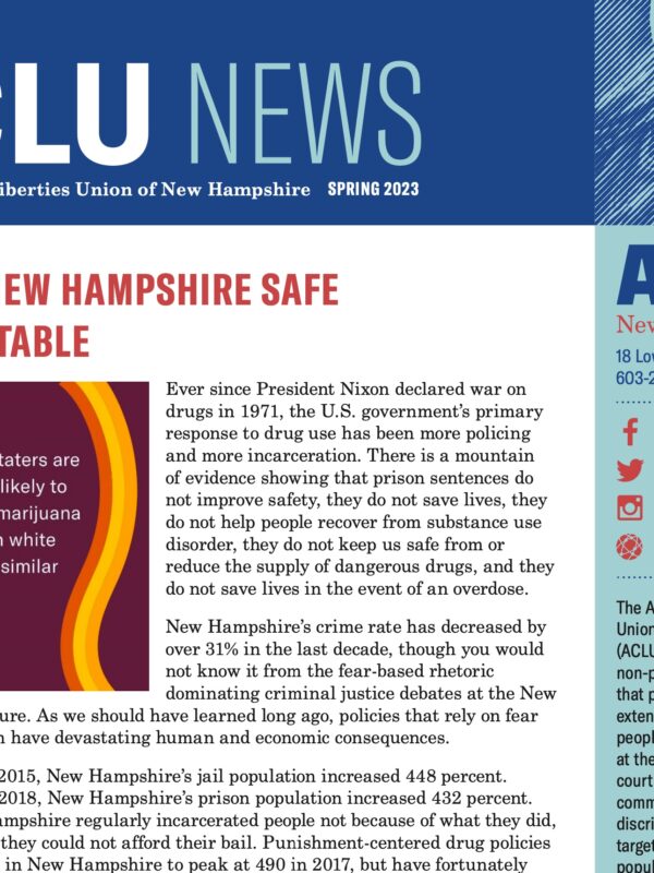 ACLU News Front Page of Spring 2023 newsletter