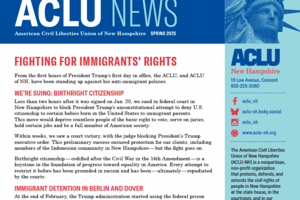 Screenshot of the top of the first page of the newsletter
